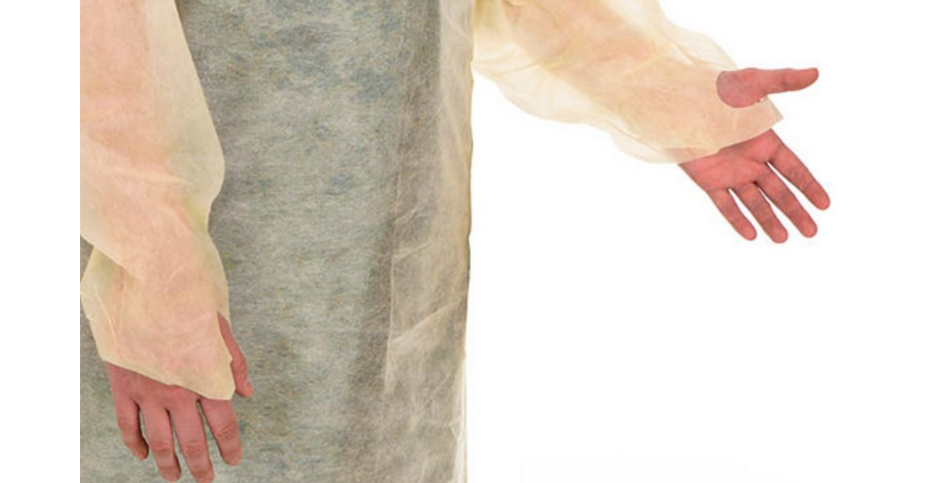 Cardinal Health Over-The-Head Spunbond Protective Gown Universal, yellow 1ea/bag, 100 bags/cs