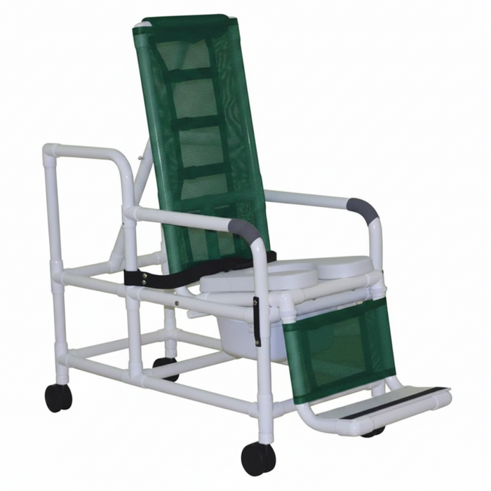 MJM International 193-TIS-SQ-PAIL Tilt "N" Space Shower Chair With Open Front Soft Seat, Buckle Safety Belt And Double Drop Arms, 250 Lbs Weight Capacity