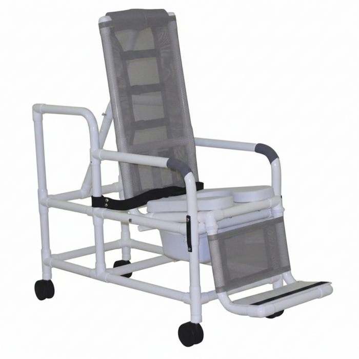 MJM International 193-TIS-SQ-PAIL Tilt "N" Space Shower Chair With Open Front Soft Seat, Buckle Safety Belt And Double Drop Arms, 250 Lbs Weight Capacity