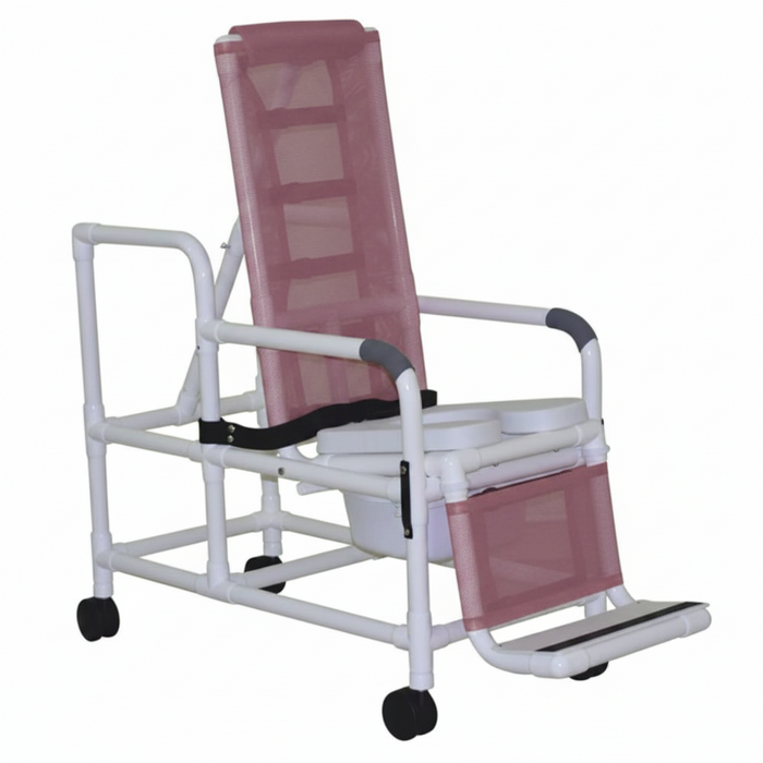 MJM International 193-TIS-SQ-PAIL Tilt "N" Space Shower Chair With Open Front Soft Seat, Buckle Safety Belt And Double Drop Arms, 250 Lbs Weight Capacity