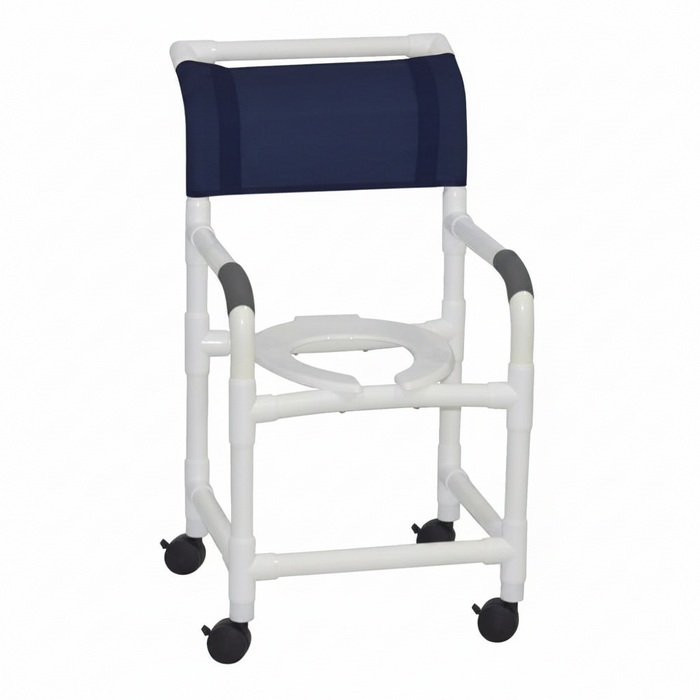 MJM International 118-3TW PVC Shower Chair with Fixed Arms – 18" Internal Seat 300 lbs. Capacity