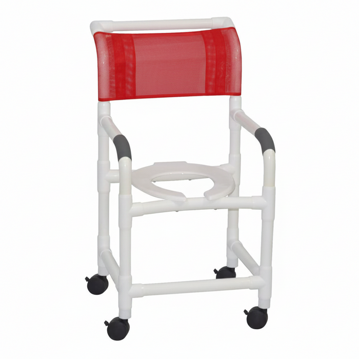 MJM International 118-3TW PVC Shower Chair with Fixed Arms – 18" Internal Seat 300 lbs. Capacity