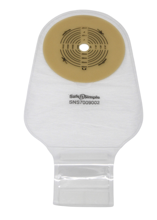 Safe N Simple 9" Drainable One Piece Pouch Standard Wear Cut to Fit Transparent with Velcro Closure (80 Count)