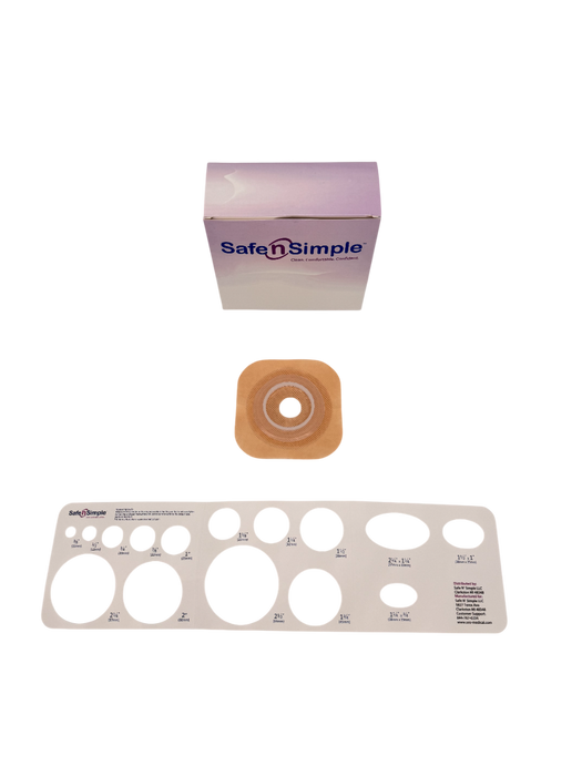 Safe N Simple 2-Piece Wafer Standard Wear with Tape Collar Beige 45mm 1 3/4" Flange with Pre Cut Stoma Opening (80 Count)