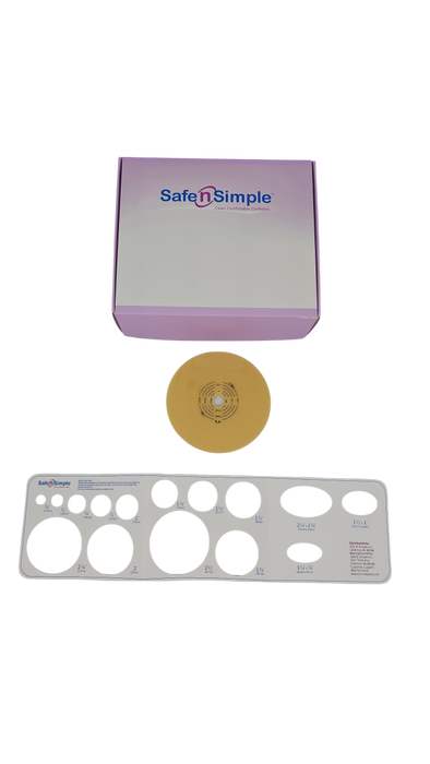 Safe N Simple 2-Piece Round Wafer Standard Wear Solid Hydrocolloid 70mm 2 3/4" Flange Cut to Fit (80 Count)