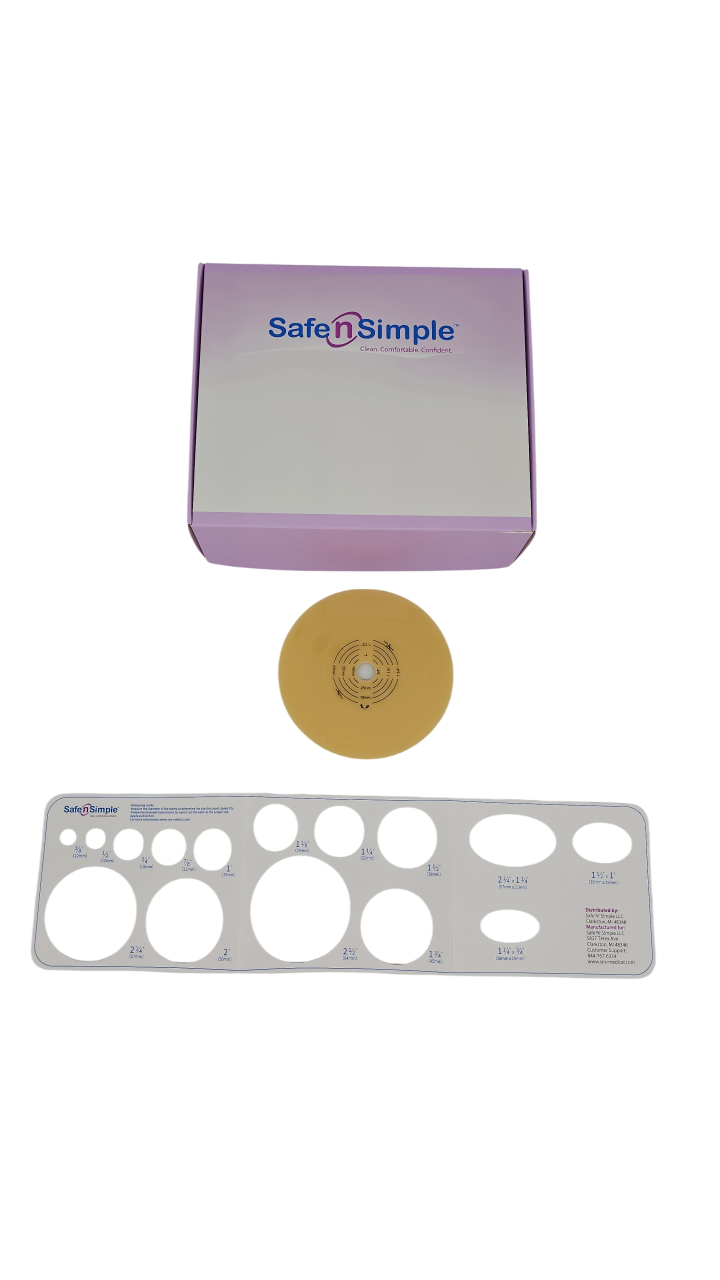 Safe N Simple 2-Piece Round Wafer Standard Wear Solid Hydrocolloid 70mm 2 3/4" Flange Cut to Fit (80 Count)