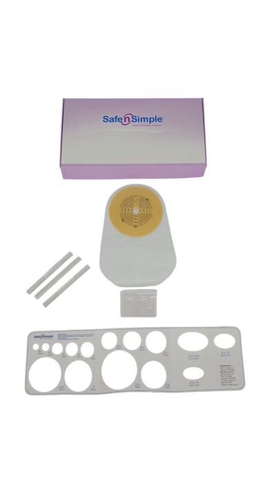 Safe N Simple 9" Drainable 1-Piece Pouch Standard Wear Cut-to-Fit Transparent with Soft Tail Closure (80 Count)