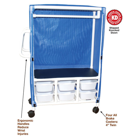 MJM International Linen / Specialty Cart with Cover 1 Shelf PVC 4 Inch Twin Casters