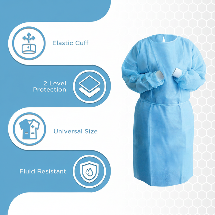 Updated medical gown infographic with elastic cuff