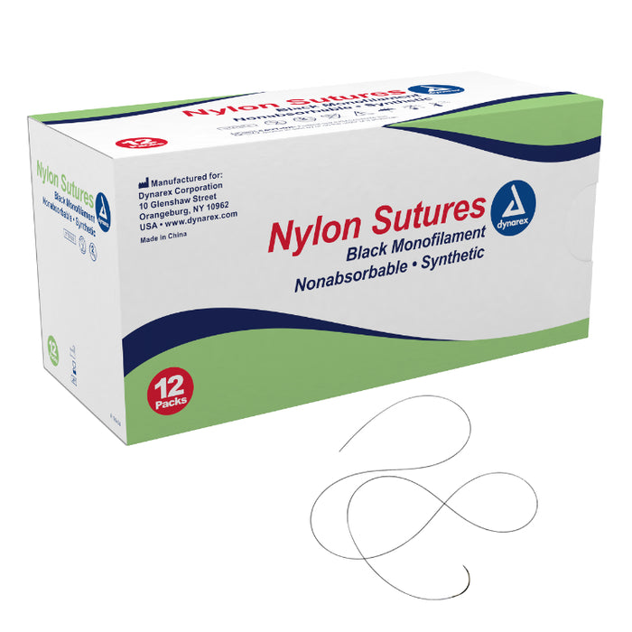 Dynarex Nylon Sutures-Non Absorbable - Synthetic (12 Count)